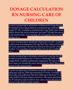 DOSAGE CALCULATION RN NURSING CARE OF CHILDREN
