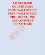 EXCEL CRASH COURSE EXAM FROM WALL STREET PREP - WALL STREET PREP QUESTIONS AND ANSWERS UPDATED 2024 