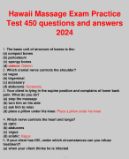 Hawaii Massage Exam Practice Test 450 questions and answers 2024