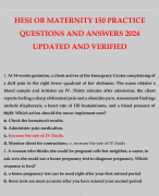 HESI OB MATERNITY 150 PRACTICE QUESTIONS AND ANSWERS 2024 UPDATED AND VERIFIED
