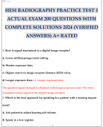 HESI RADIOGRAPHY PRACTICE TEST 1 ACTUAL EXAM 200 QUESTIONS WITH COMPLETE SOLUTIONS 2024 (VERIFIED ANSWERS) A+ RATED