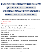 PAEA GENERAL SURGERY EOR EXAM 320 QUESTIONS WITH COMPLETE SOLUTIONS 2024 (VERIFIED ANSWERS WITH EXPLANATION) A+ RATED