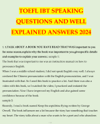 TOEFL IBT SPEAKING QUESTIONS AND WELL EXPLAINED ANSWERS 2024