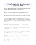 OSHA Study Guide Questions and  Answers 2024