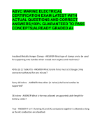 ABYC MARINE ELECTRICAL CERTIFICATION EXAM LATEST WITH ACTUAL QUESTIONS AND CORRECT ANSWERS|100% GUARANTEED TO PASS CONCEPTS|ALREADY GRADED A+