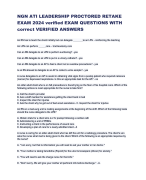 NGN ATI LEADERSHIP PROCTORED RETAKE EXAM 2024 verified EXAM QUESTIONS WITH correct VERIFIED ANSWERS     