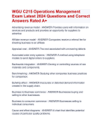 WGU C215 Operations Management Exam Latest 2024 Questions and Correct  Answers Rated A+ | Verified WGU C215 Operations Management Actual  Exam  Update  with  Accurate Solutions ARanking AllPass 