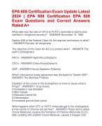EPA 608 Certification Exam Update Latest  2024 | EPA 608 Certification EPA 608 Exam Questions and Correct Answers  Rated A+ | Verified EPA 608  Certification Exam Latest  2024 Quiz with Accurate Solutions Rated A+