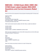NWC204 – CCNA Exam 2024 | NWC 204  CCNA Exam Latest Update 2024-2025  Questions and Correct Answers Rated  A+ | Verified NWC 204 CCNA Exam Update  2024 Quiz with Accurate Solutions Aranking Allpass 