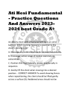 Ati Hesi Fundamental  - Practice Questions And Answers 2023- 2024 best Grade A+