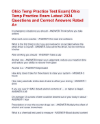 Ohio Temp Practice Test Exam| Ohio  Temp Practice Exam Latest 2024  Questions and Correct Answers Rated  A+| Verified Ohio Temp Practice Exam 2024 Quiz with Accurate Aranking Allpass