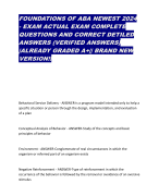 FOUNDATIONS OF ABA NEWEST 2024 - EXAM ACTUAL EXAM COMPLETE QUESTIONS AND CORRECT DETILED ANSWERS (VERIFIED ANSWERS) |ALREADY GRADED A+|| BRAND NEW VERSION!!