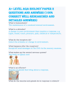 A+ Level AQA Biology questions and answers (100% correct well researched and detailed answers)