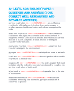 A+ Level AQA Biology questions and answers (100% correct well researched and detailed answers)