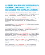 A+ Level AQA Biology questions and answers (100% correct well researched and detailed answers)