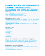 A+ Level AQA Biology questions and answers (100% correct well researched and detailed answers)