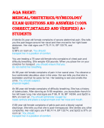 Aqa NREMT: Medical/Obstetrics/Gynecology exam questions and answers (100% correct,detailed and verified) A+ students