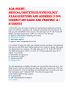 Aqa NREMT: Medical/Obstetrics/Gynecology exam questions and answers (100% correct,detailed and verified) A+ students