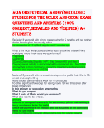 Aqa NREMT: Medical/Obstetrics/Gynecology exam questions and answers (100% correct,detailed and verified) A+ students