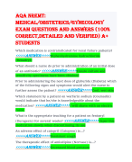 Aqa NREMT: Medical/Obstetrics/Gynecology exam questions and answers (100% correct,detailed and verified) A+ students