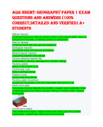 Aqa NREMT: geography paper 1 exam questions and answers (100% correct,detailed and verified) A+ students