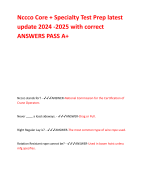 Nccco Core + Specialty Test Prep latest update 2024 -2025 with correct ANSWERS PASS A+