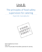 Unit 8: The Principles of Food Safety Supervision for Catering