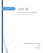 Unit 20: Human Resources in Hospitality