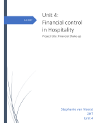 Unit 4: Financial Control in Hospitality