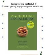 Samenvatting hoofdstuk 1, Inleiding in de psychologie