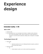 Samenvatting Experience Design (Extended reality)