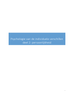 Psychologie van de individuele verschillen deel 2 