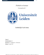 Casusopdracht 1 - Politiek en Bestuur Master Management Publieke Sector! Cijfer 8,8