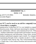 Applications of ICT (CS 3003) Assignment No 1 Solution