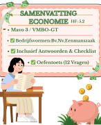 Economie Samenvatting Mavo 3 - Hoofdstuk 5: Werken & Ondernemen (incl. Oefentoets)
