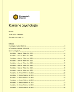 Klinische psychologie - Universiteit Utrecht Psychologie Jaar 1 Kwartiel 4 