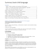 Summary Child Language: acquisition and development