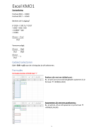 Samenvatting Excel (1e jaar) met screenshots