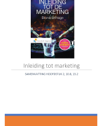 Samenvatting inleiding tot marketing hoofdstuk 2, 10.8 en 13.2