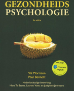 Complete samenvatting voor tentamen Gezondheidspsychologie, collegejaar 2019-2020, Toegepaste Psychologie, gebaseerd op hoor-/werkcolleges, reader, boek 'Gezondheidspsychologie'