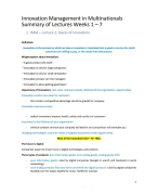Innovation Management in Multinationals Summary of Lectures & Articles
