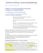 Samenvatting levensverzekeringen (2e jaar KDG)