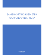 Samenvatting kredieten voor ondernemingen (2e jaar FVE)