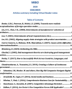 MIBO 2020 Summary All Articles + Virtual Reader Notes