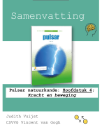 Samenvatting: Pulsar natuurkunde: Hoofdstuk 4; Kracht en beweging (VWO 4)