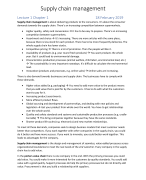 Notes Lectures Supply Chain Management and discussion 4 cases