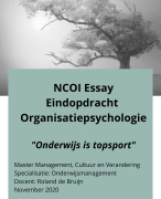 NCOI onderzoeksvoorstel Integrale eindopdracht Master Management, Cultuur en Verandering 