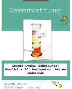 Samenvatting: Chemie Overal Scheikunde: Hoofdstuk 10; Analysetechnieken en onderzoek (VWO 5)