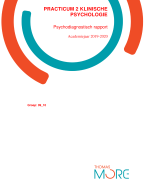 PRACTICUM 2 KLINISCHE PSYCHOLOGIE . SCHRIFTELIJK RAPPORT VAN HET VRAGENLIJSTONDERZOEK