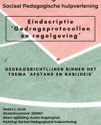 Scriptie SHP gedragscode afstand nabijheid richtlijnen voor zorginstelling Sociaal Pedagogische Hulpverlening scriptie Avans